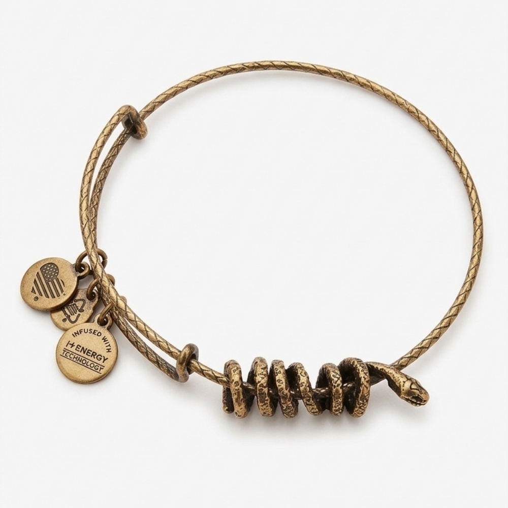 Alex And Ani Snake Coil Bangle In Rafaelian Gold